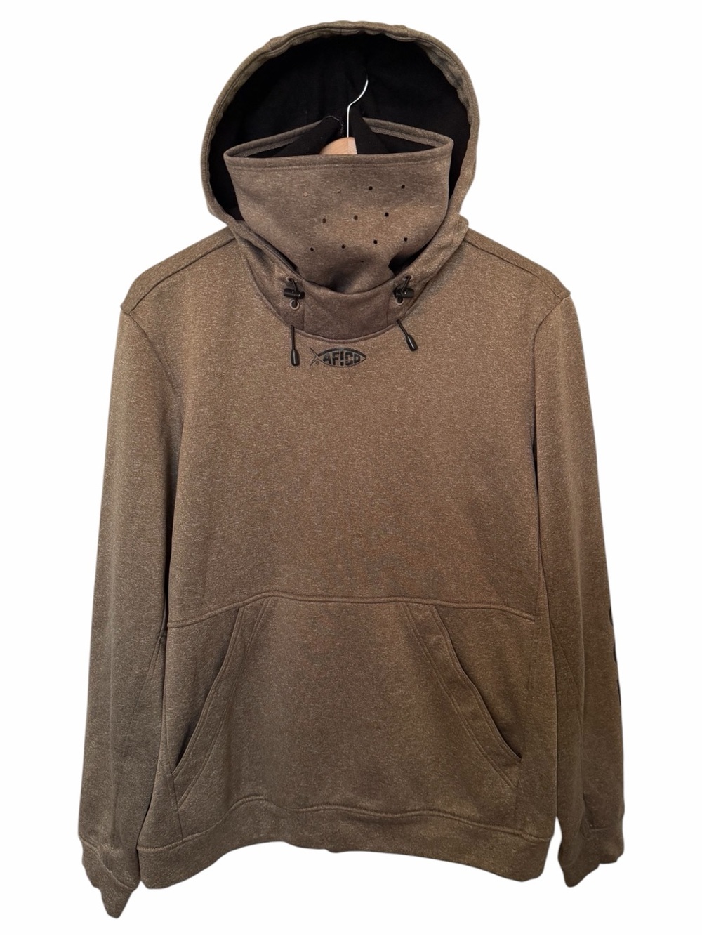 AFTCO Reaper Technical Fleece Hoodie Sweatshirt Mens M Face Mask Neck Warmer